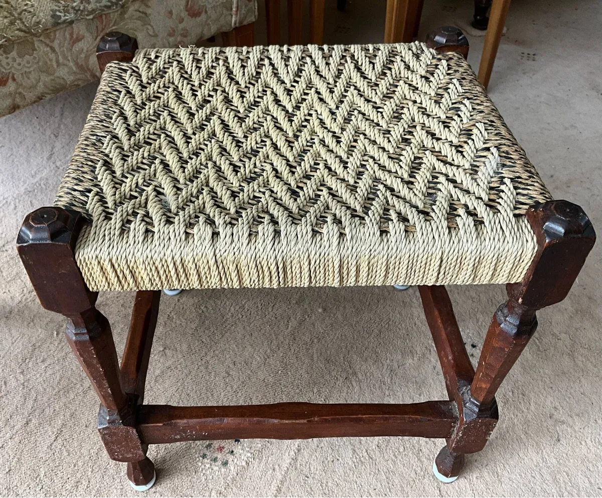 Rare Vintage Woven Rope Stool